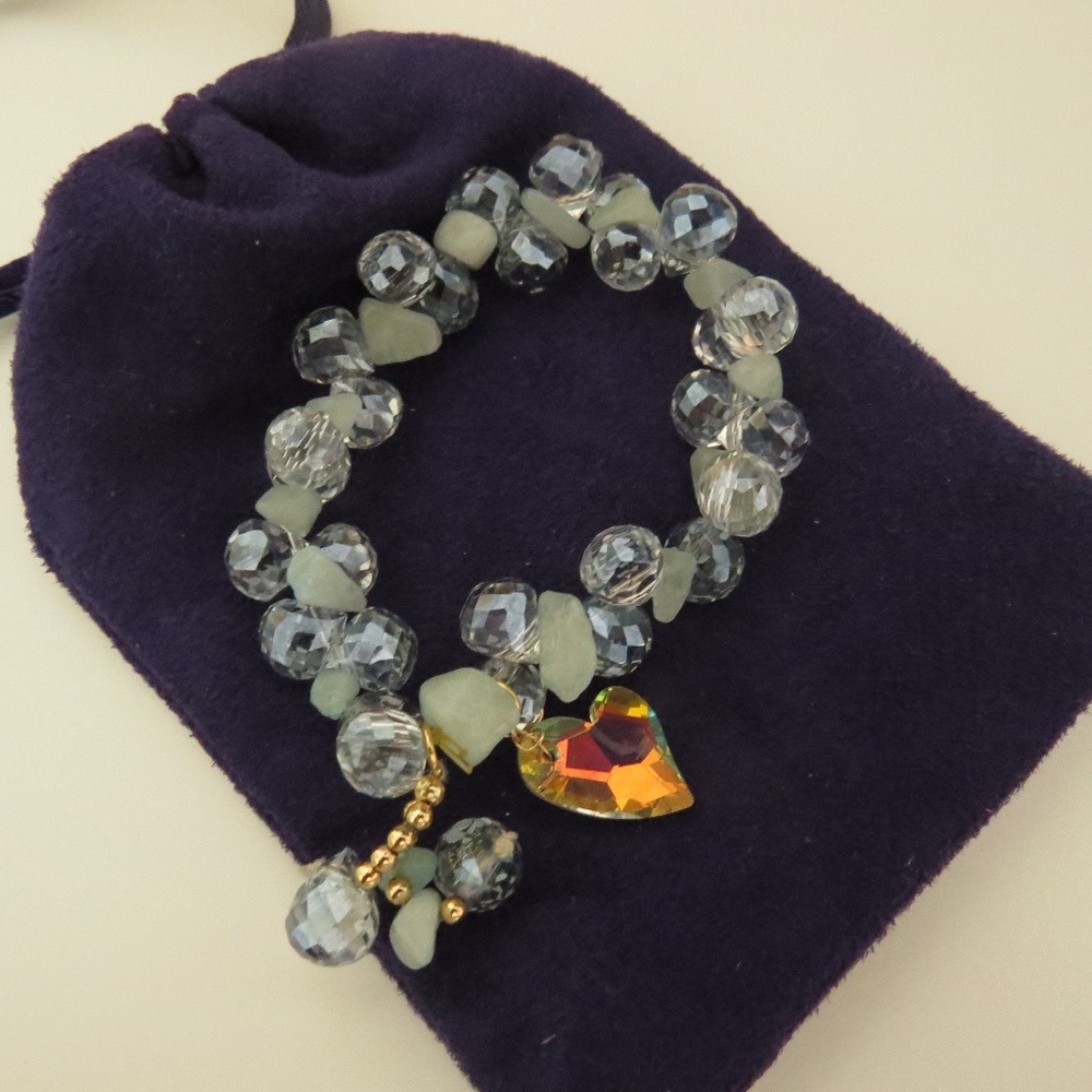 Gorgeous Beaded Bracelet with Heart Charm